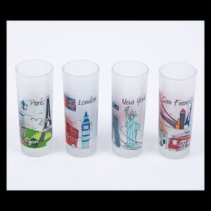 4pc City Landmark Tall Glass Shotglass Set NWOT